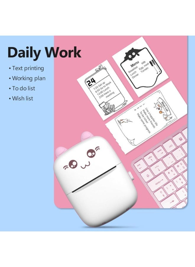 طابعة جيب صغيرة محمولة، طابعة حرارية بتقنية بلوتوث مع ورق طباعة حراري وكابل USB، مثالية لطباعة الملاحظات والصور والمستندات والملصقات والإيصالات والصفحات الإلكترونية، للاستخدام المنزلي والمكتبي. - Image 4